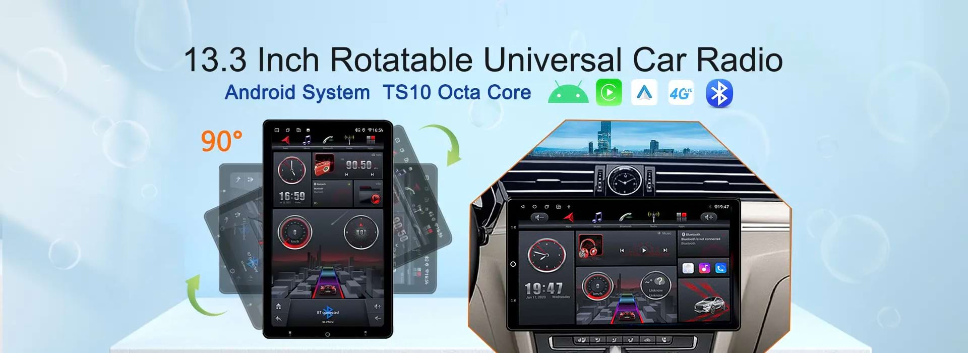 13.3 Inch Rotatable Universal Car Radio