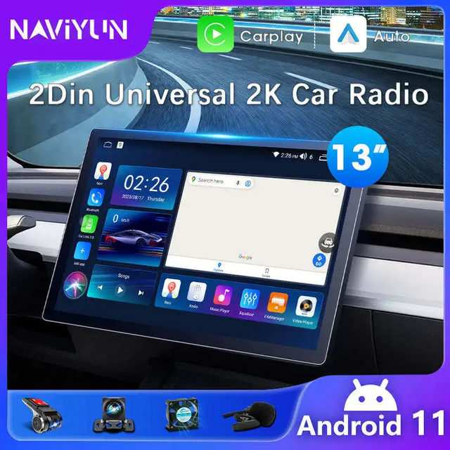 Auto-Player Android 13 Zoll Auto Multimedia Player 2g 32g Aux USB Wifi Bt Universal Stereo GPS Auto Navigator