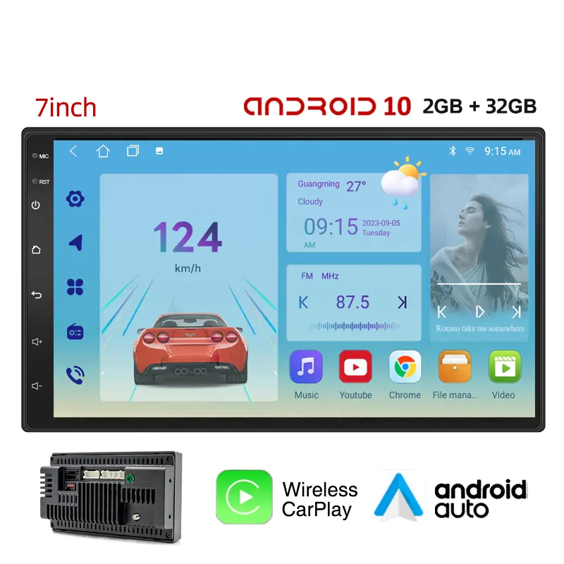 9/10 Zoll Android12 8+128GB Universal Player 2k Auflösung Touchscreen Radio für Autoradio Android mit WIFI Carplay GPS