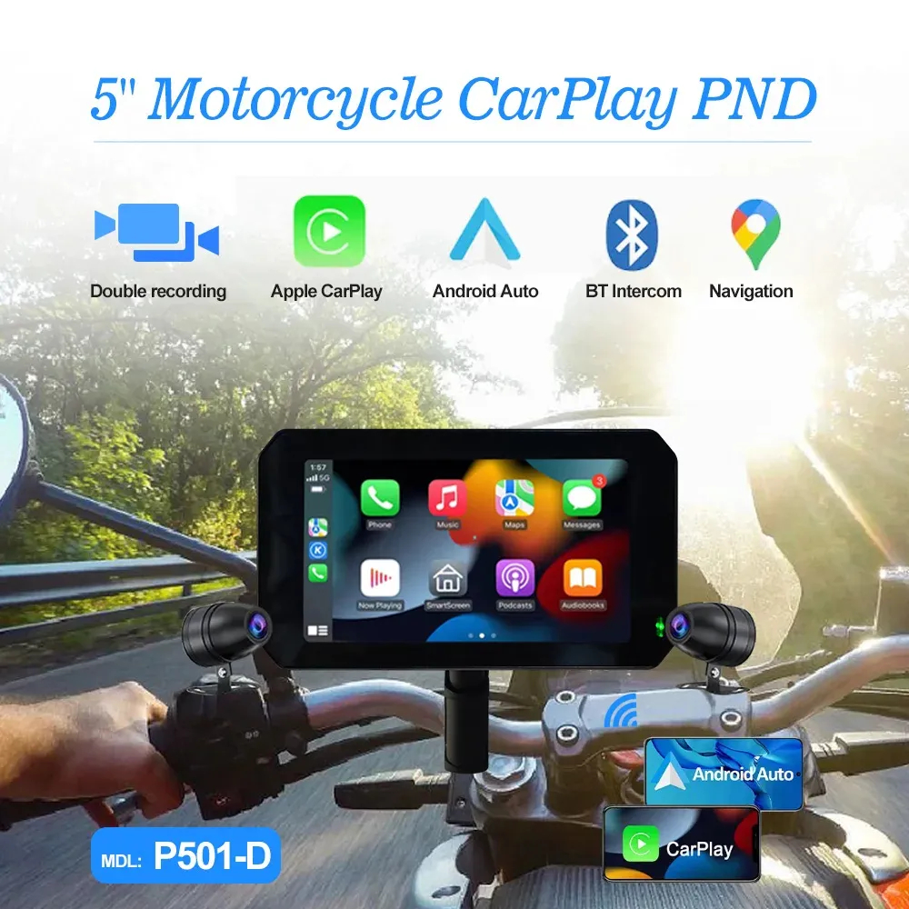 5-Zoll-Navigation Motorrad Wireless Apple Carplay Android Auto Moto Navi GPS-Navigator für Motorrad IPX7 wasserdichter Bildschirm